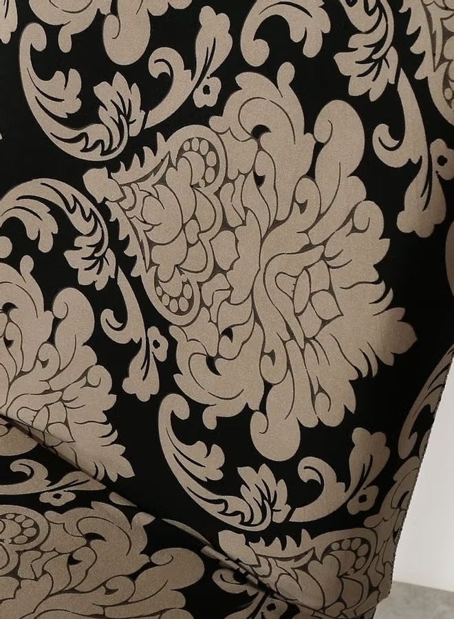 شاربدو قطعة واحدة مطبوعة تمتد كرسي غطاء البيج / الأسود - Image 4